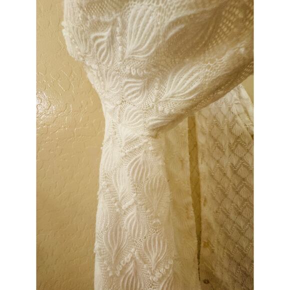 Vintage White Crochet Button Front Long Sleeve Cardigan Sweater Size Large - Picture 12 of 14